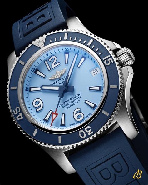 breitling superocean light blue